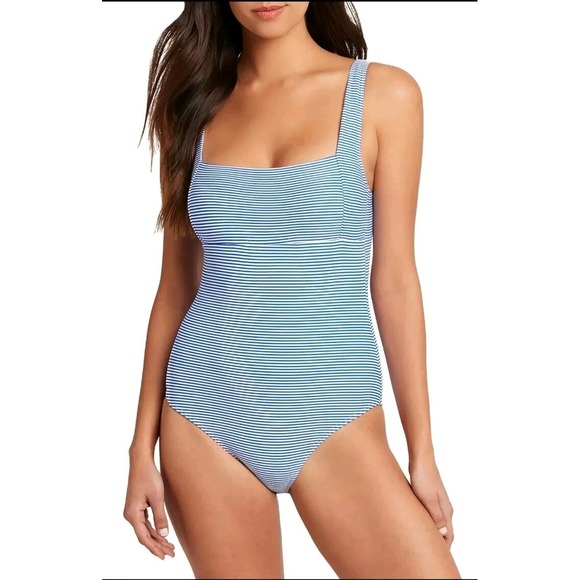 AZURE Sea Level Positano Square Neck One Piece Swimsuit, US 12‎ - Picture 2 of 10